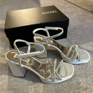 Bridal: Badgley Mischka Frida, White Open Toe Block Heel, Women’s Size 7